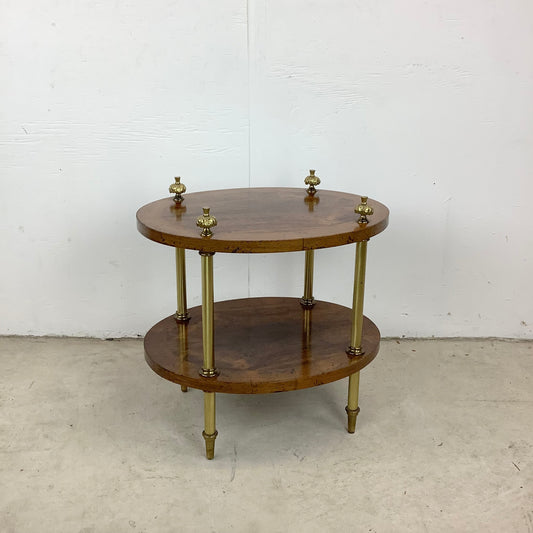 Vintage Burl and Brass Side Table or Drink Stand