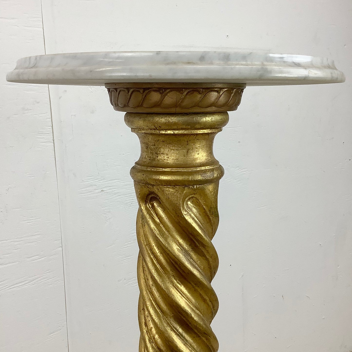 Vintage Marble Top Giltwood Display Pedestal