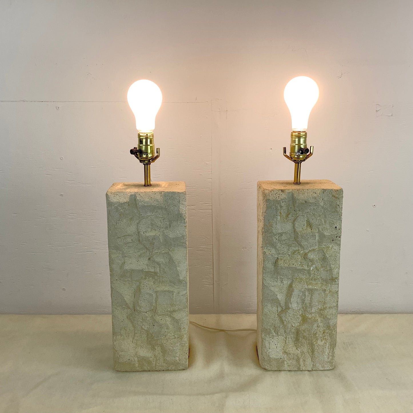 Pair Vintage Modern Concrete Table Lamps