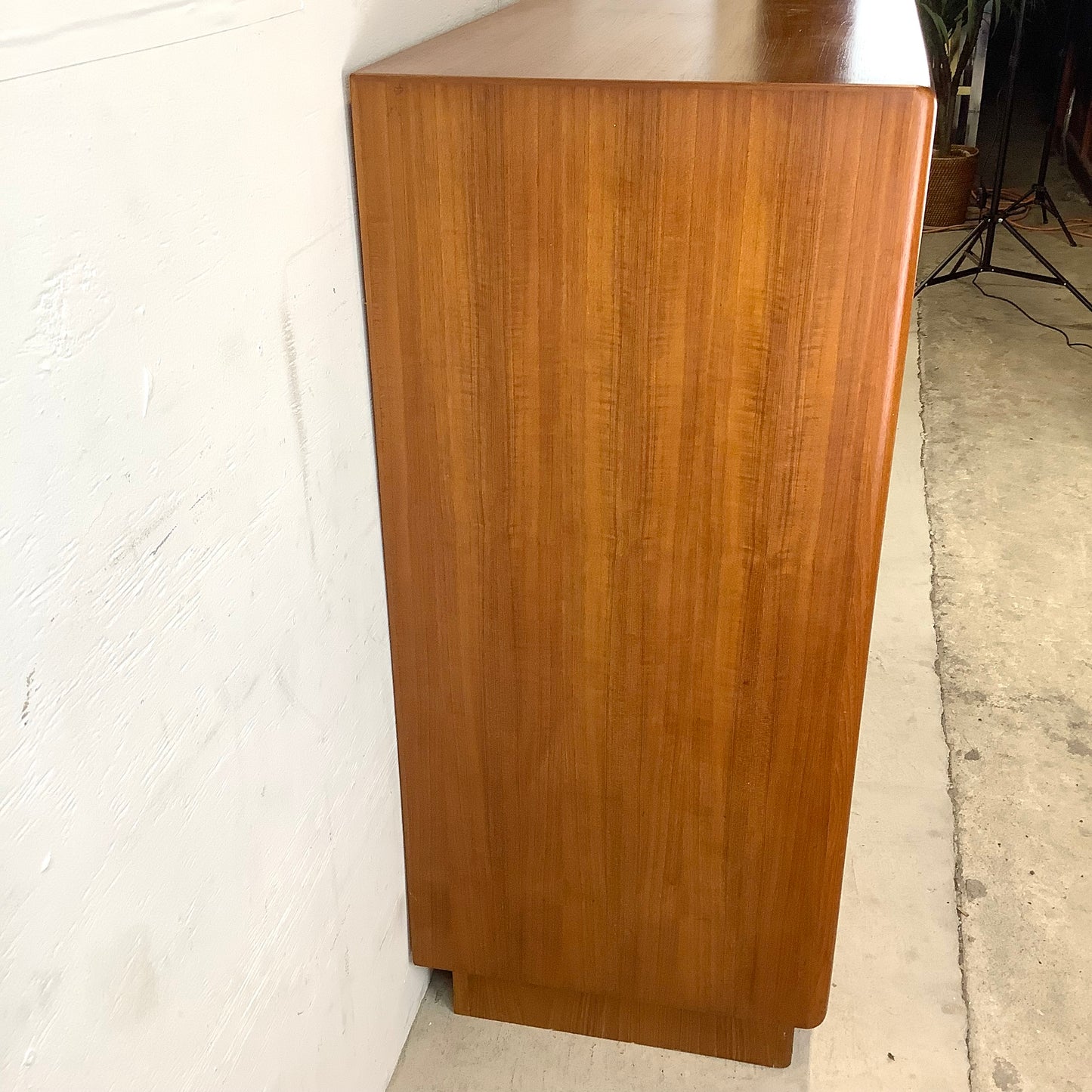 Scandinavian Modern Teak Armoire with Tambour Style Doors