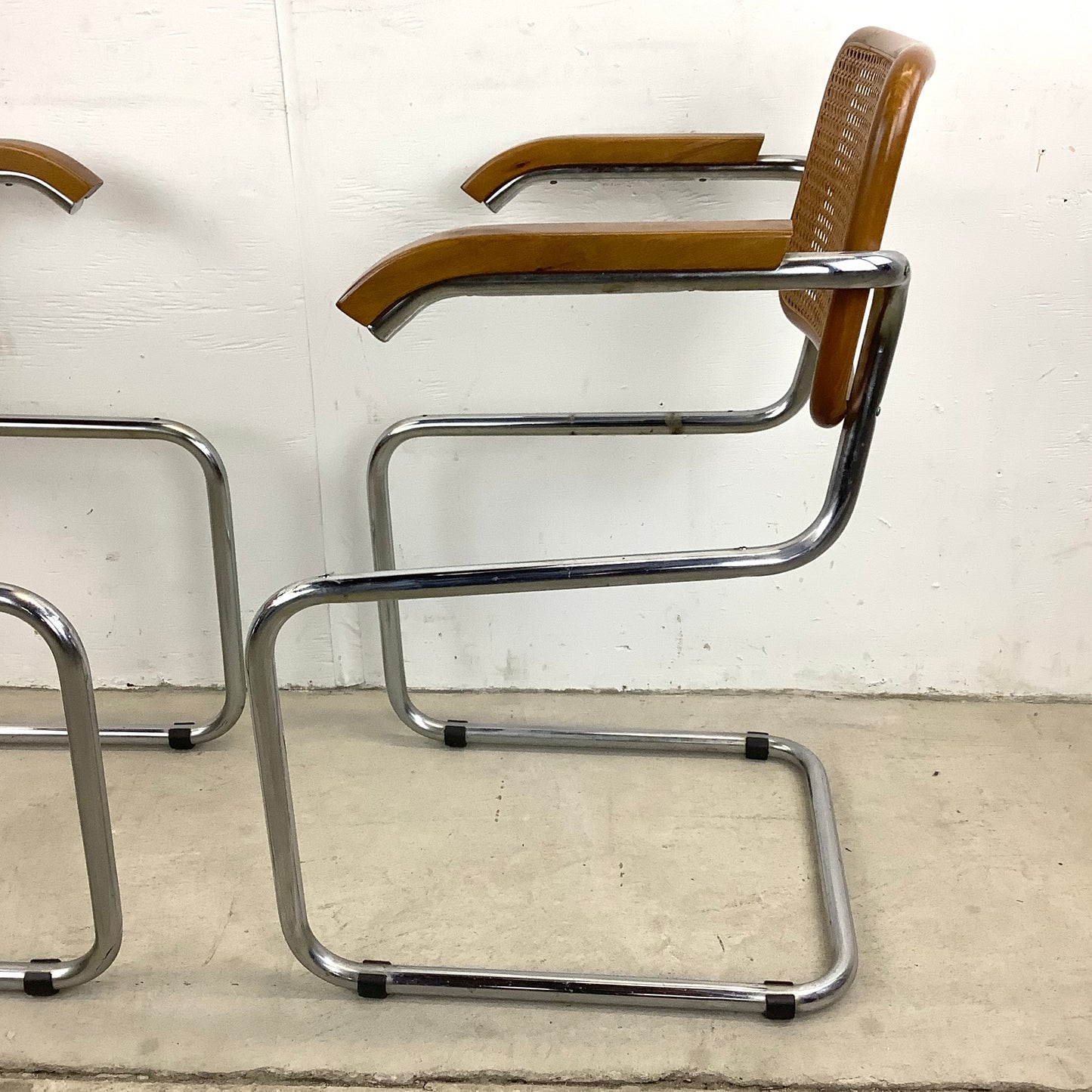 Vintage Cesca Style Cane Back Cantilever Dining Chair Frames- Pair