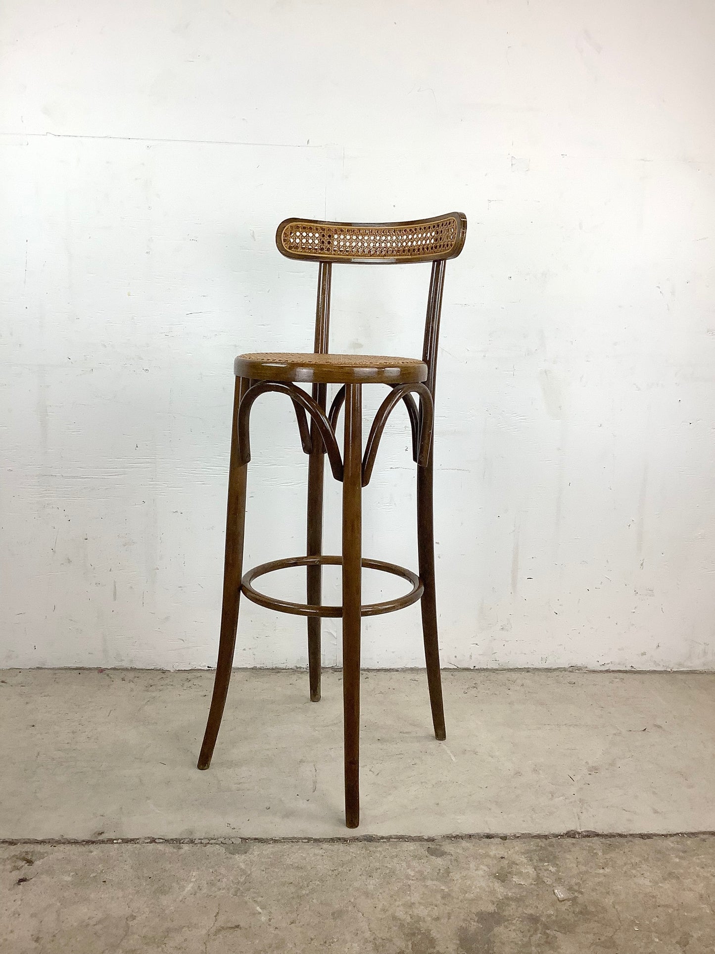 Vintage Cane Seat Thonet Style Barstool