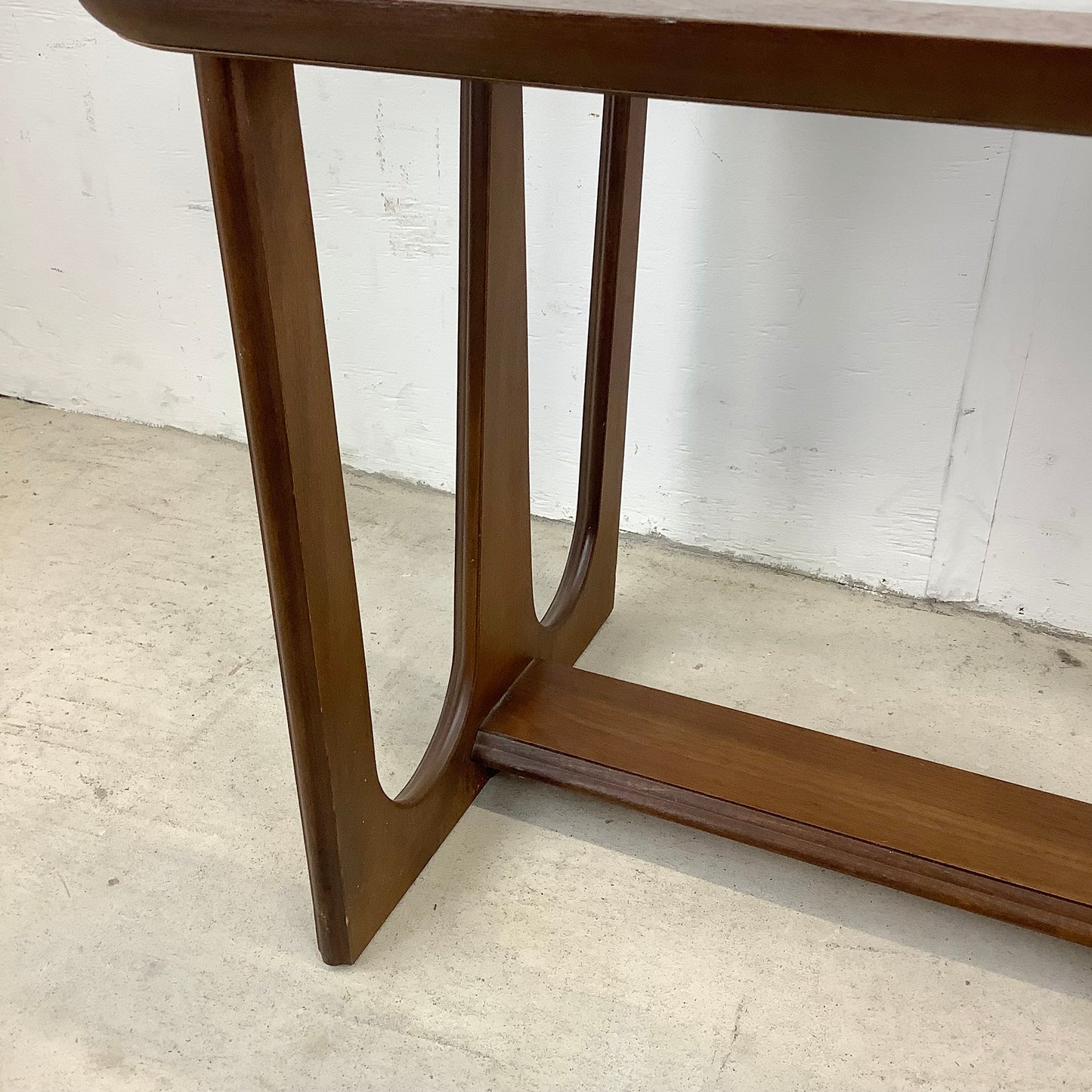 Vintage Modern Walnut Side Table With Glass Top