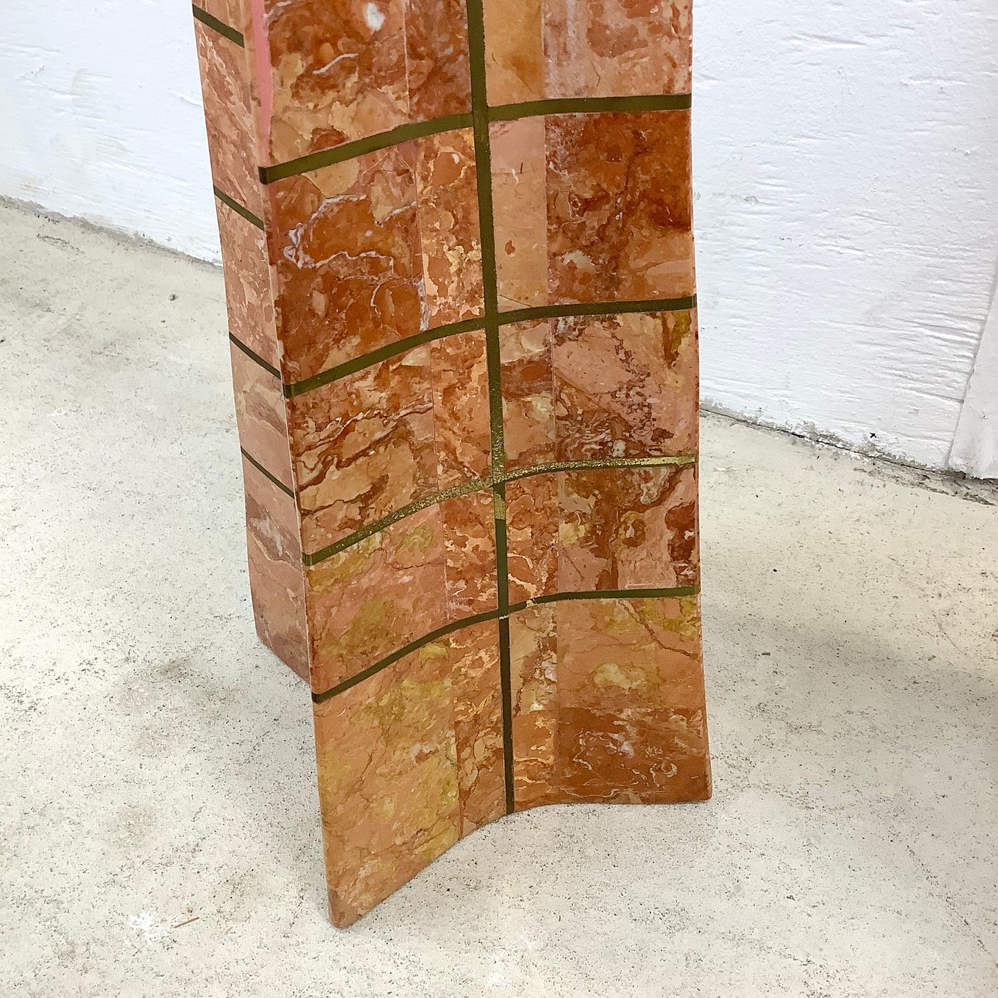 Casa Bique Blush Marble and Brass Obelisks Attr. Robert Marcius- Pair
