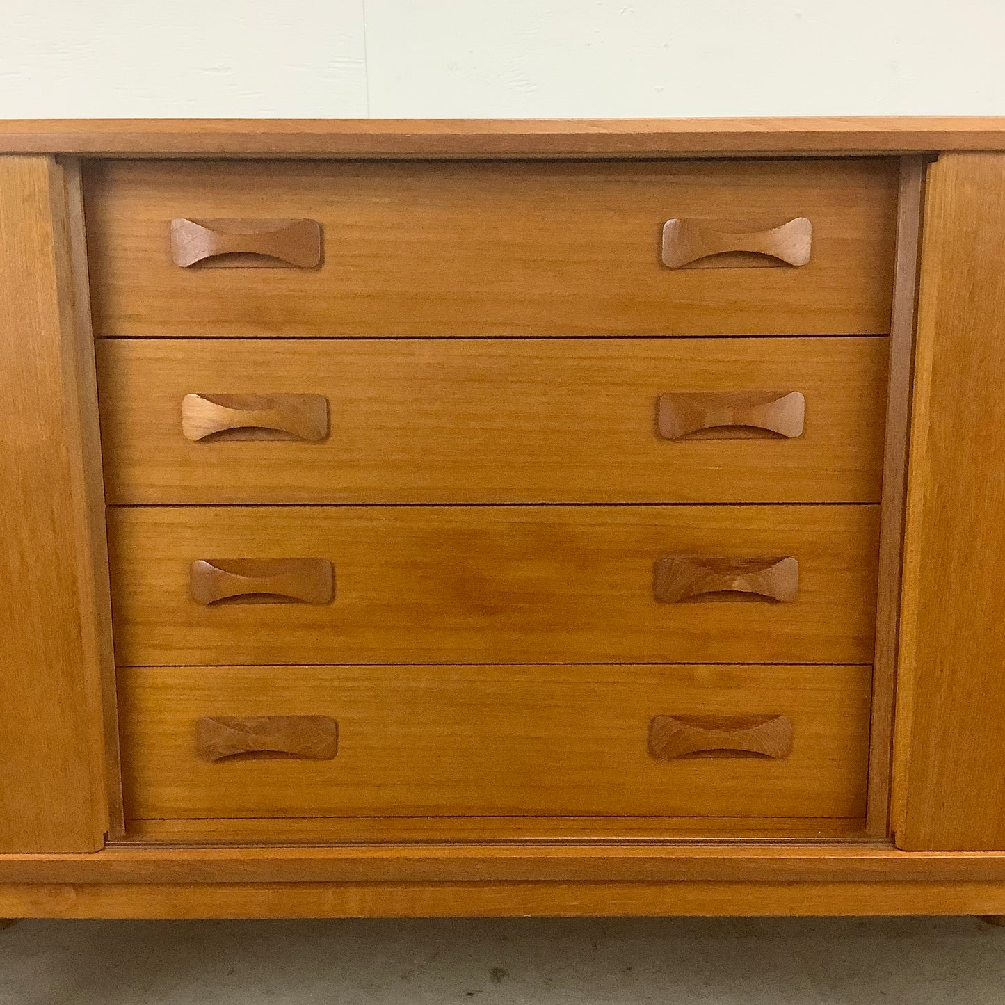 Scandinavian Modern Teak Sideboard With Display Topper