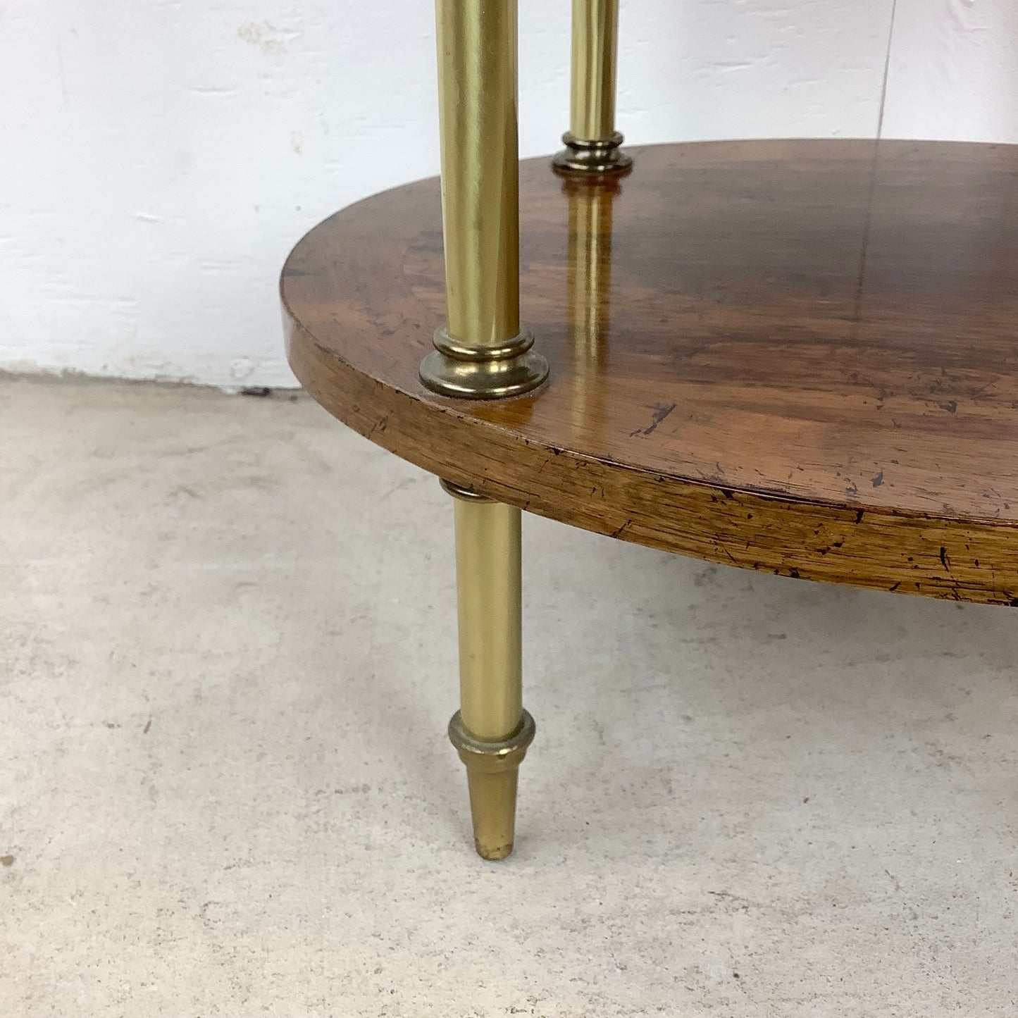 Vintage Burl and Brass Side Table or Drink Stand