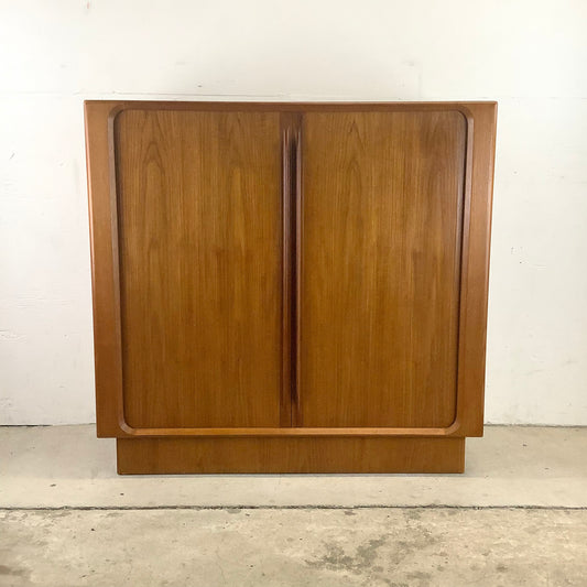 Scandinavian Modern Teak Armoire with Tambour Style Doors