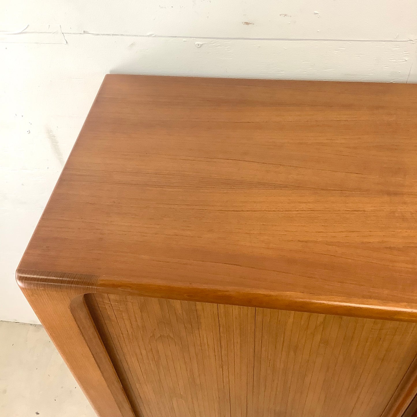 Scandinavian Modern Teak Armoire with Tambour Style Doors