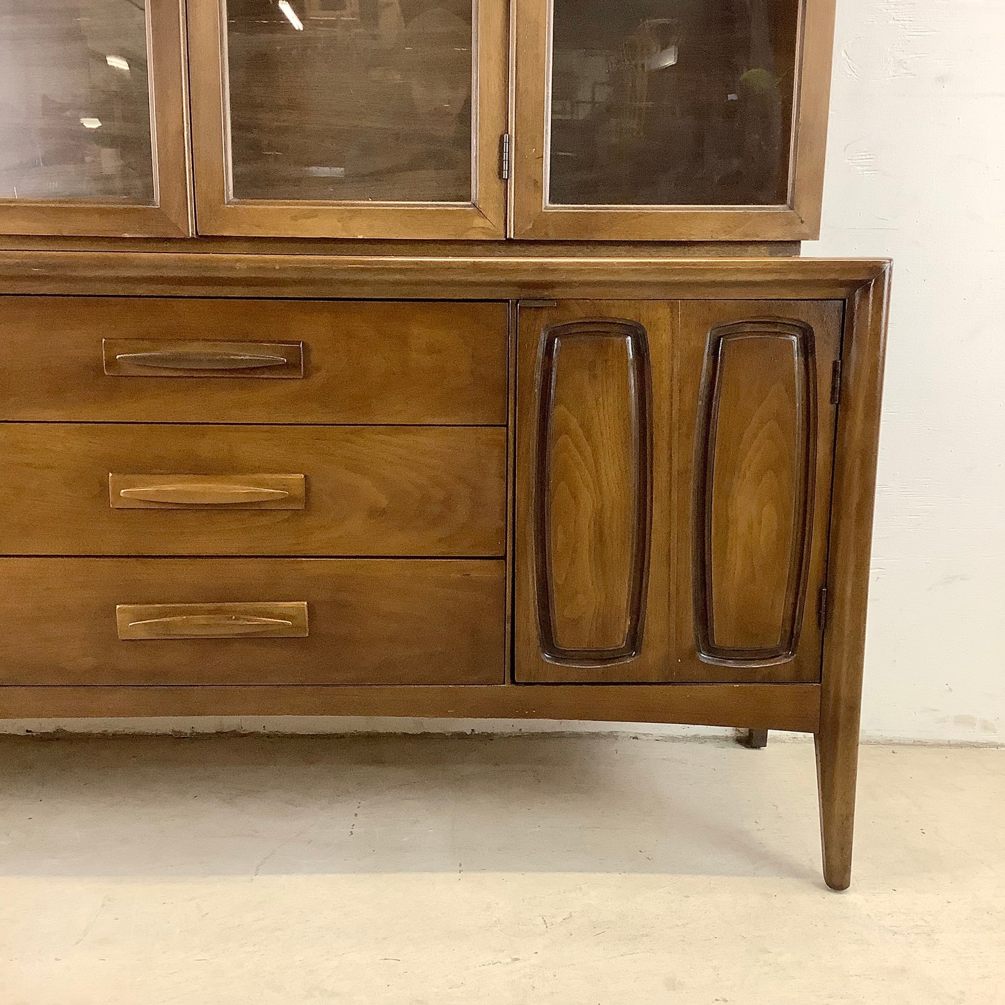 Mid-Century Walnut Sideboard With China Cabinet by Broyhill