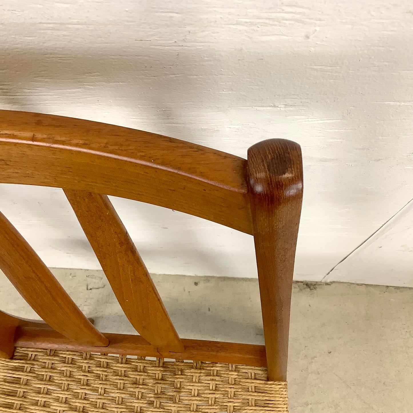 Danish Modern Teak Rope Seat Dining Chairs- Pair