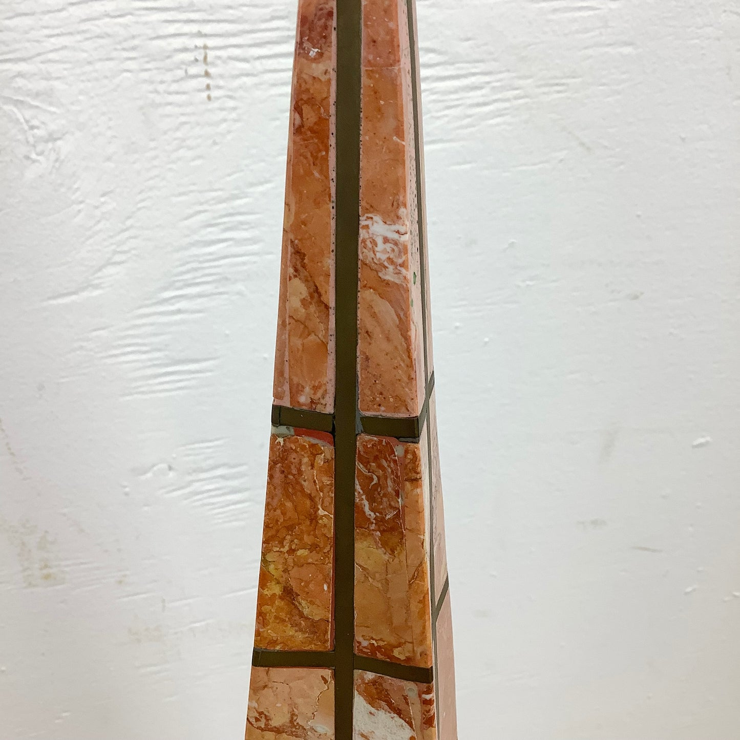 Casa Bique Blush Marble and Brass Obelisks Attr. Robert Marcius- Pair