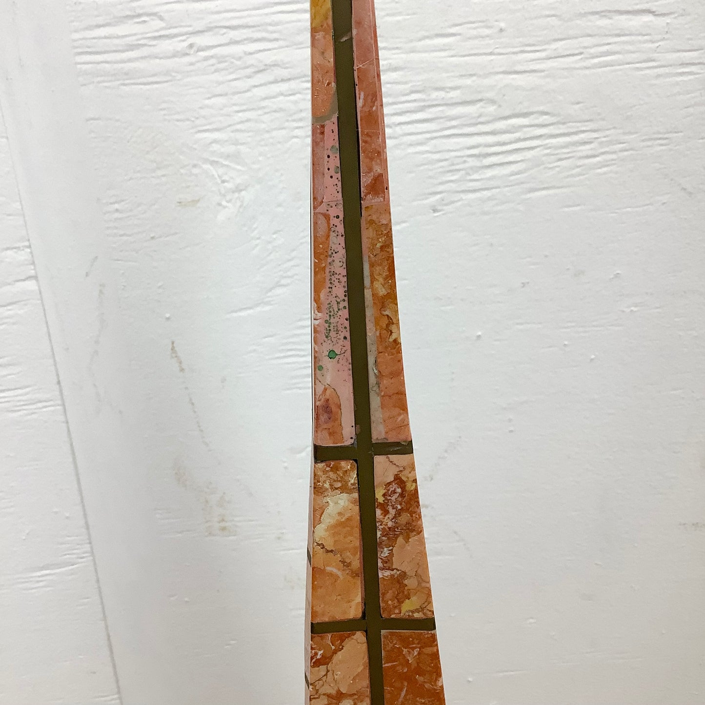 Casa Bique Blush Marble and Brass Obelisks Attr. Robert Marcius- Pair