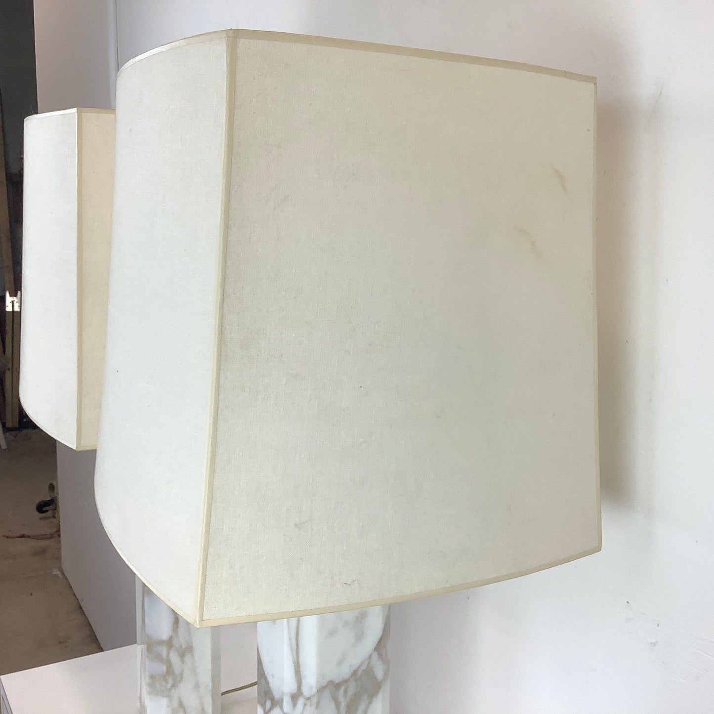 Pair Mid-Century Marble Table Lamps