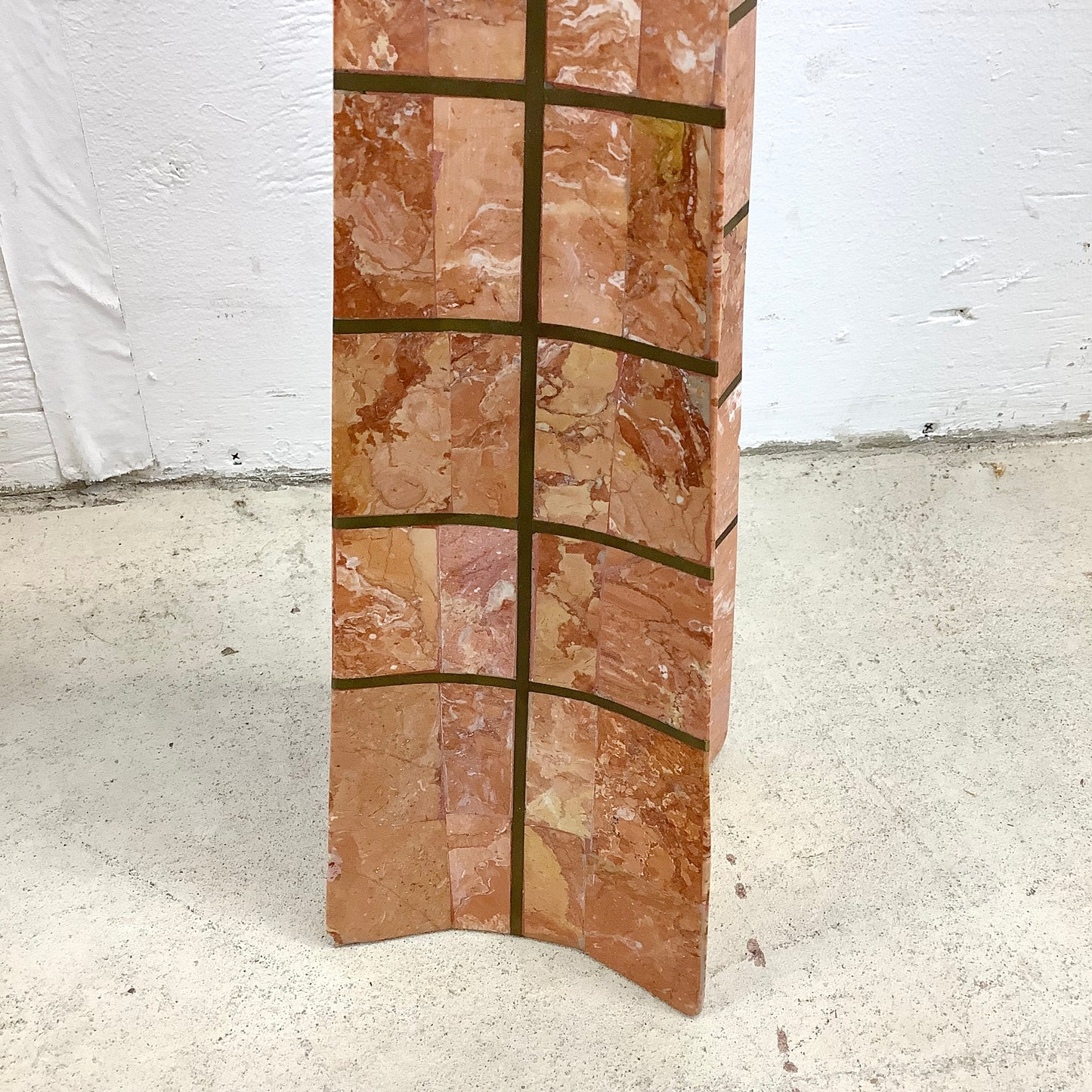 Casa Bique Blush Marble and Brass Obelisks Attr. Robert Marcius- Pair