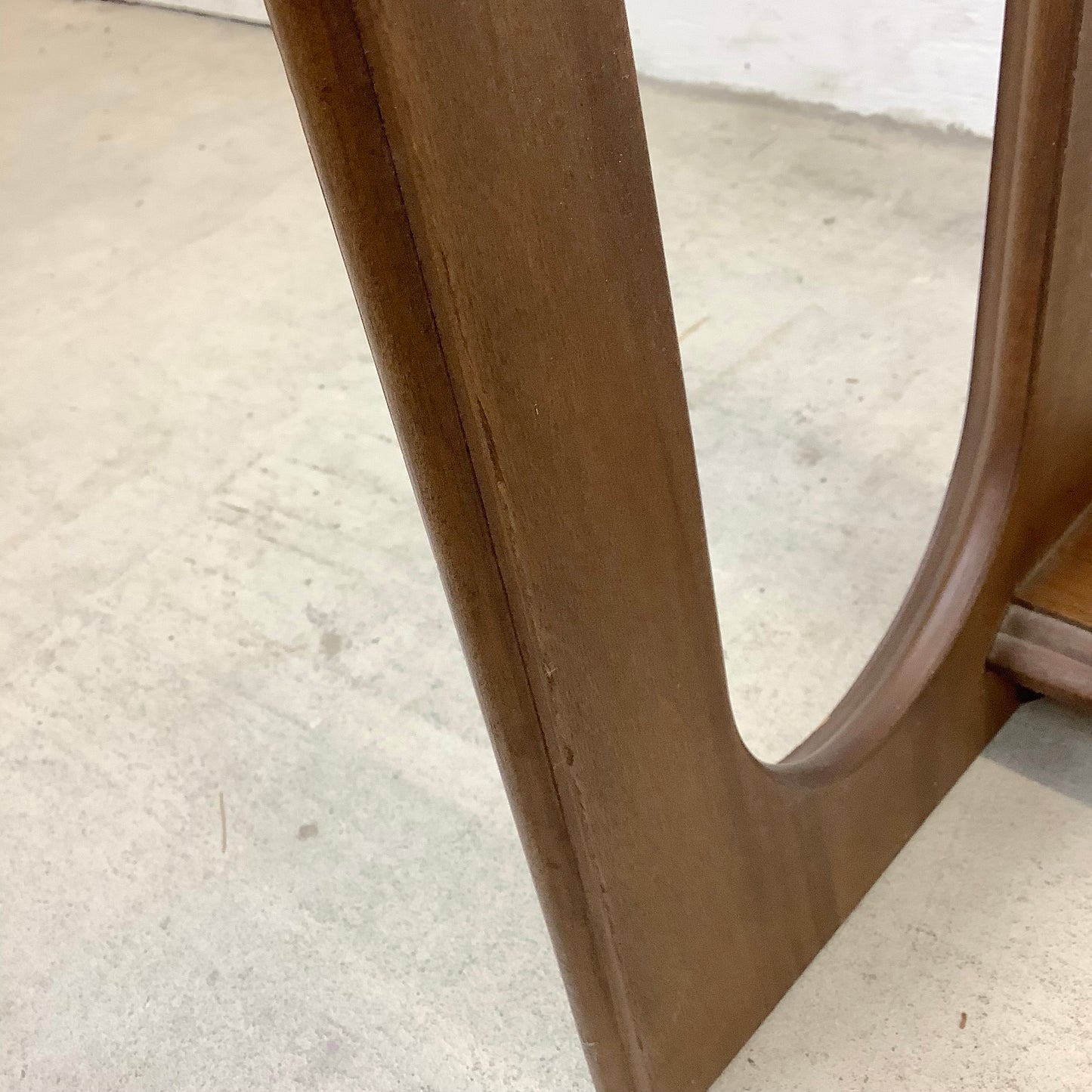 Vintage Modern Walnut Side Table With Glass Top