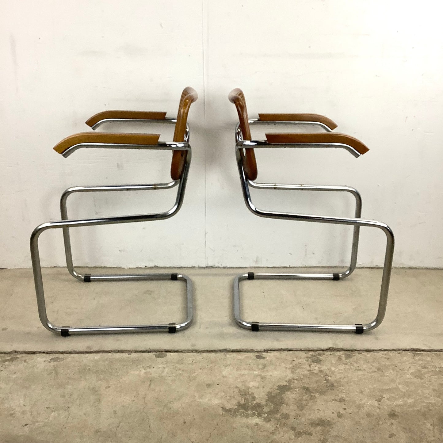 Vintage Cesca Style Cane Back Cantilever Dining Chair Frames- Pair
