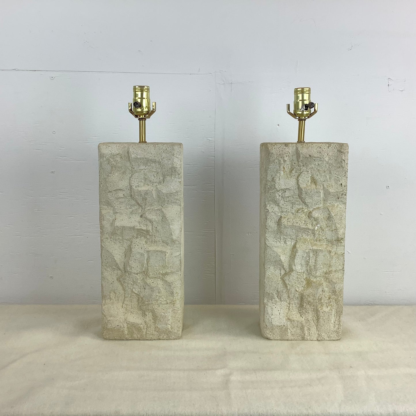 Pair Vintage Modern Concrete Table Lamps