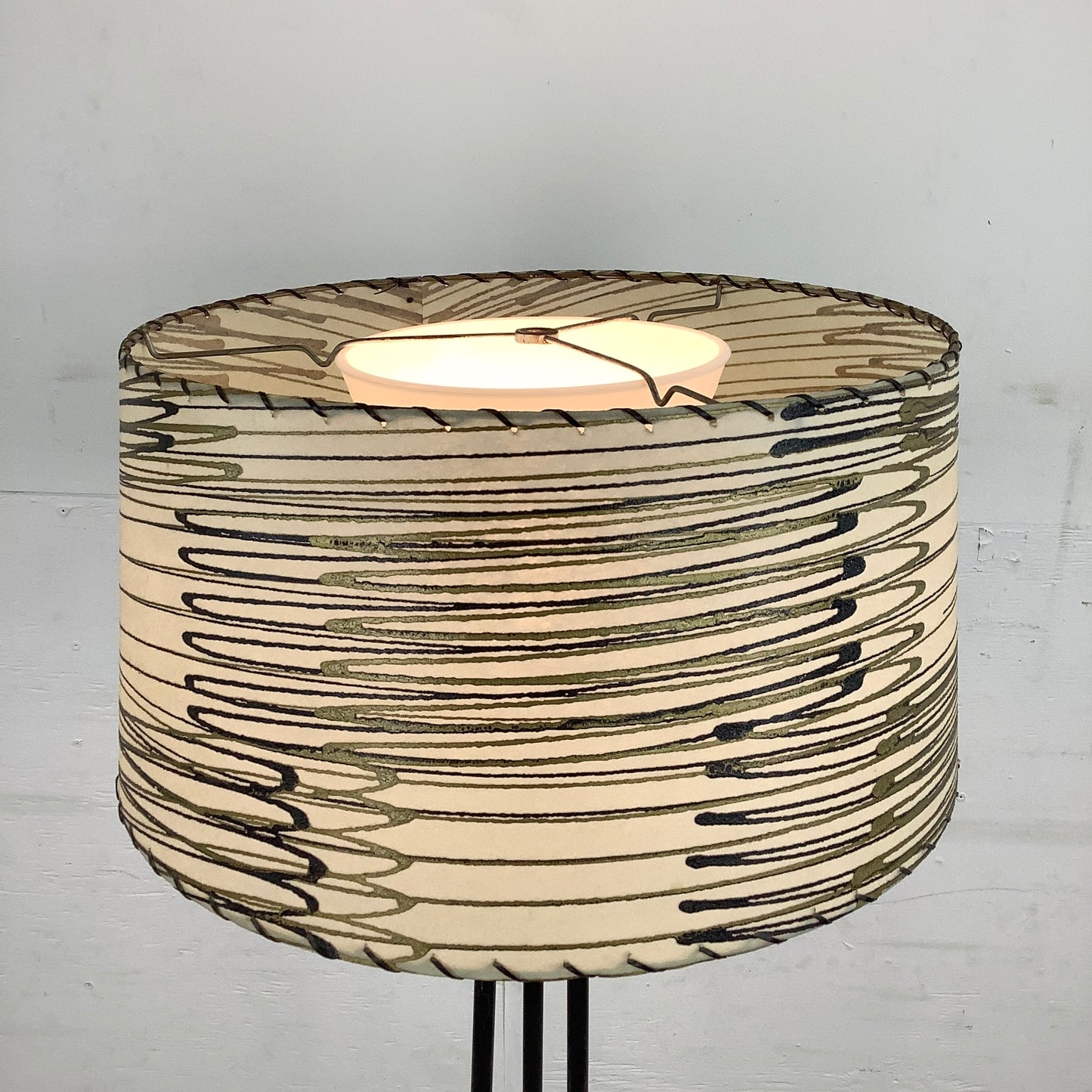 Mid-Century Chrome Floor Lamp With Zebra Style Shade