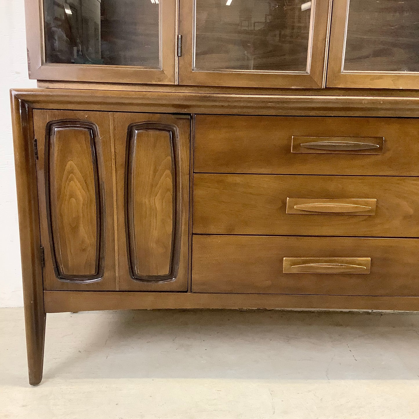 Mid-Century Walnut Sideboard With China Cabinet by Broyhill