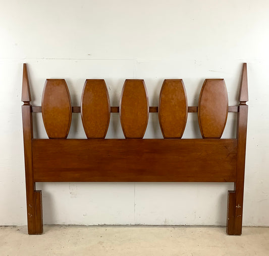 Vintage Mid-Century Burlwood Headboard- Full / Queen Size