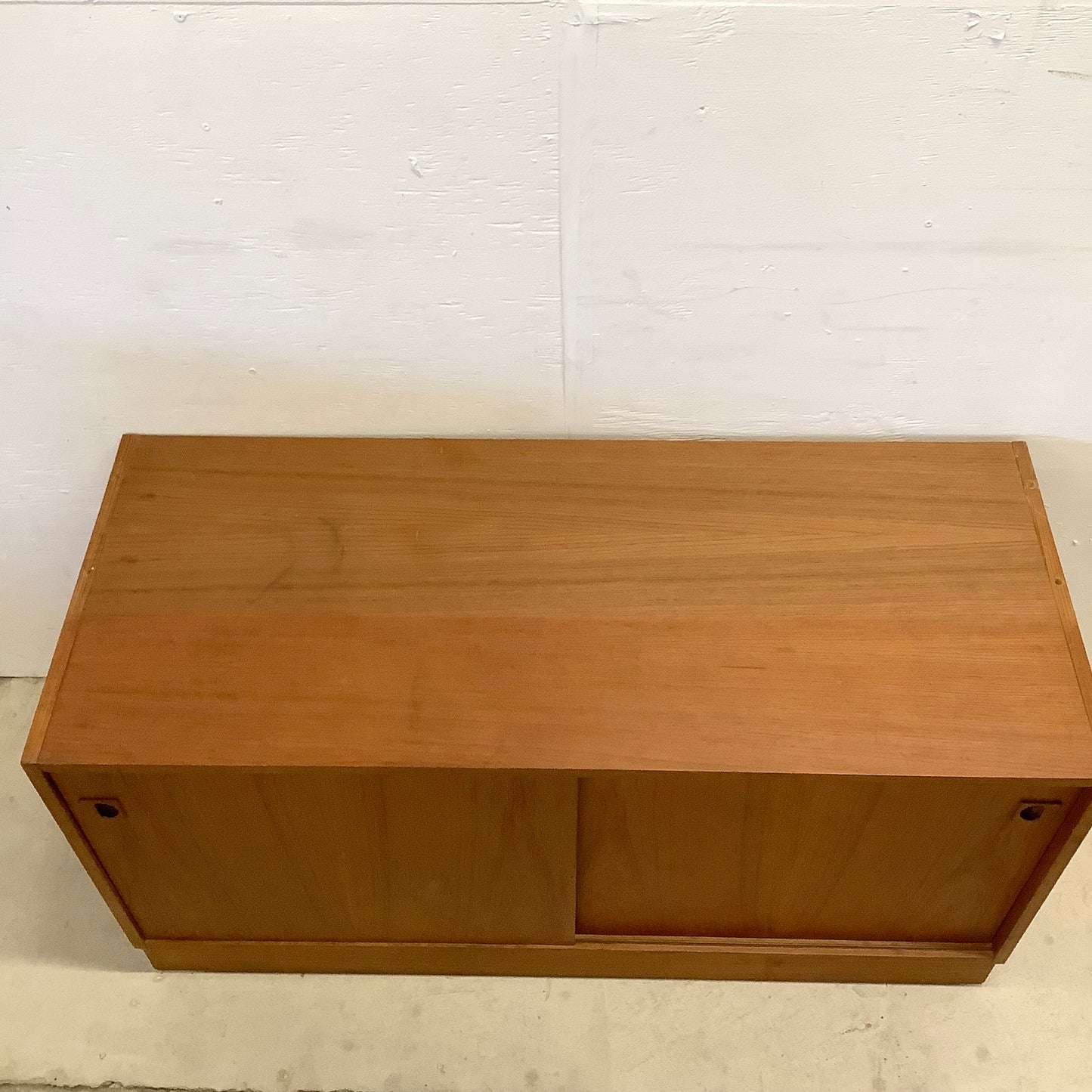 Vintage Modern Teak Bookcase With Cabinet and Sliding Glass Doors