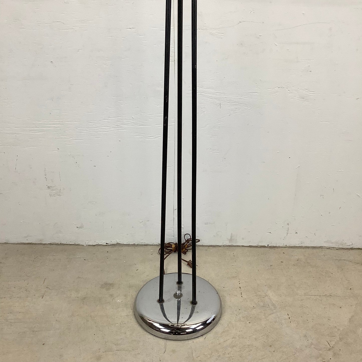 Mid-Century Chrome Floor Lamp With Zebra Style Shade