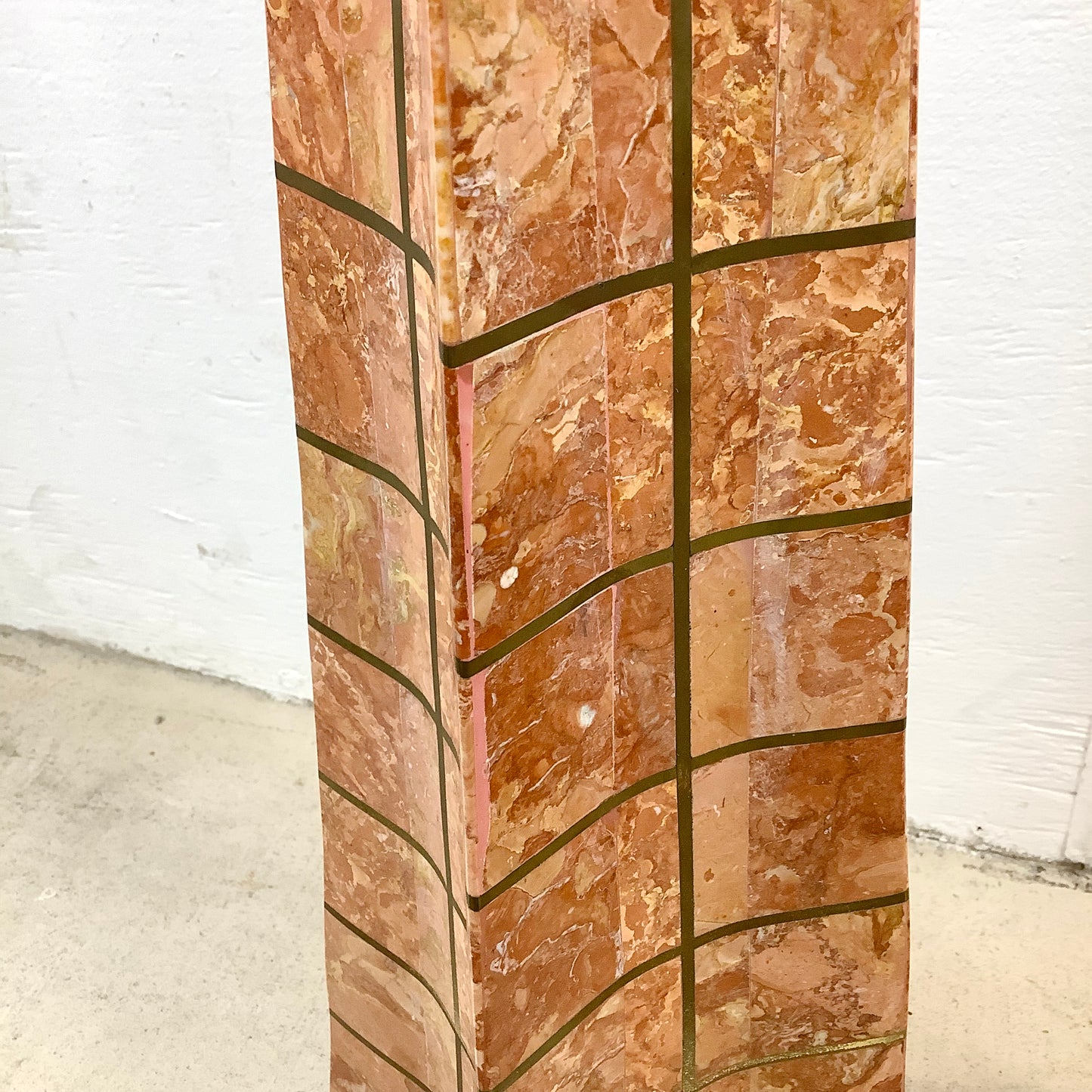 Casa Bique Blush Marble and Brass Obelisks Attr. Robert Marcius- Pair