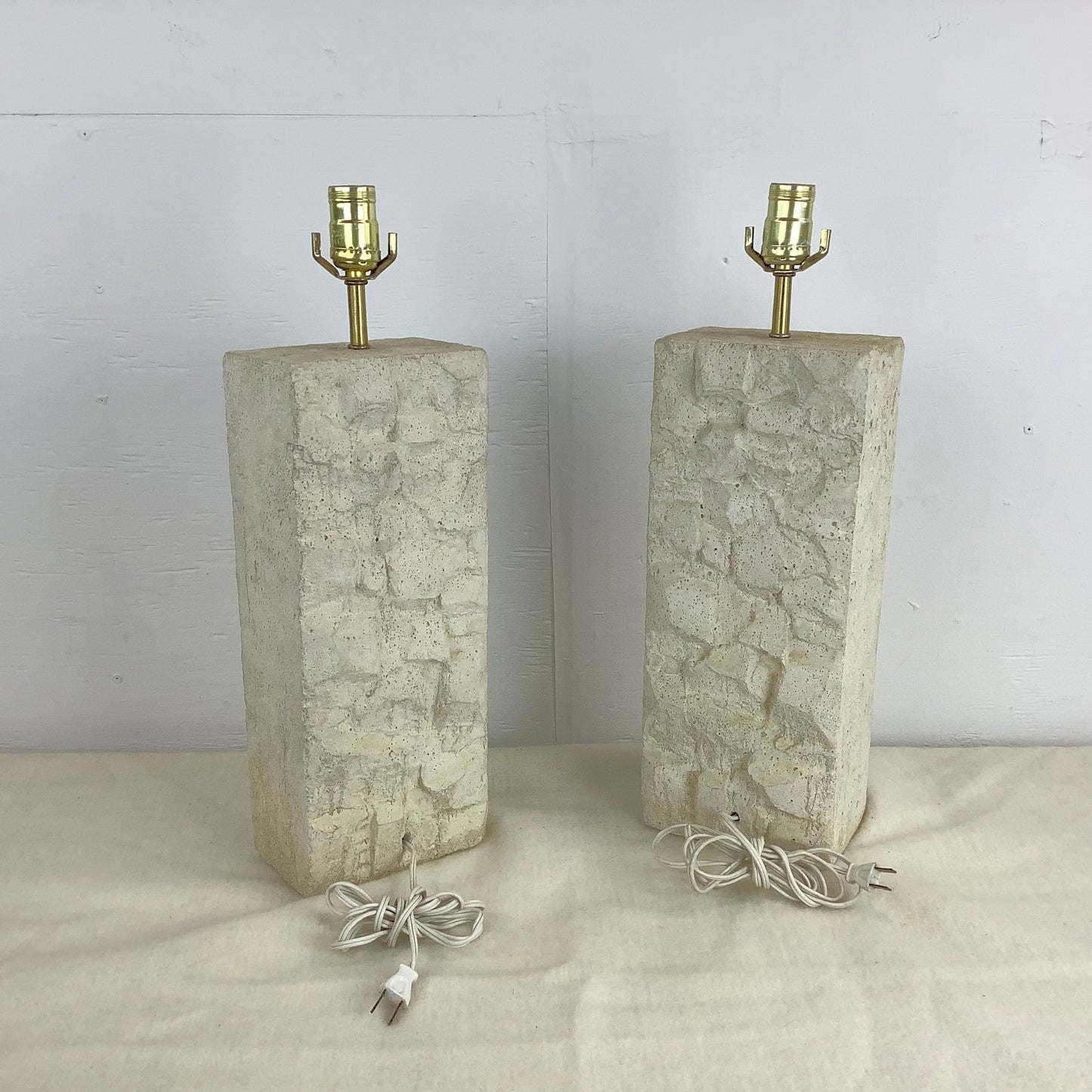 Pair Vintage Modern Concrete Table Lamps