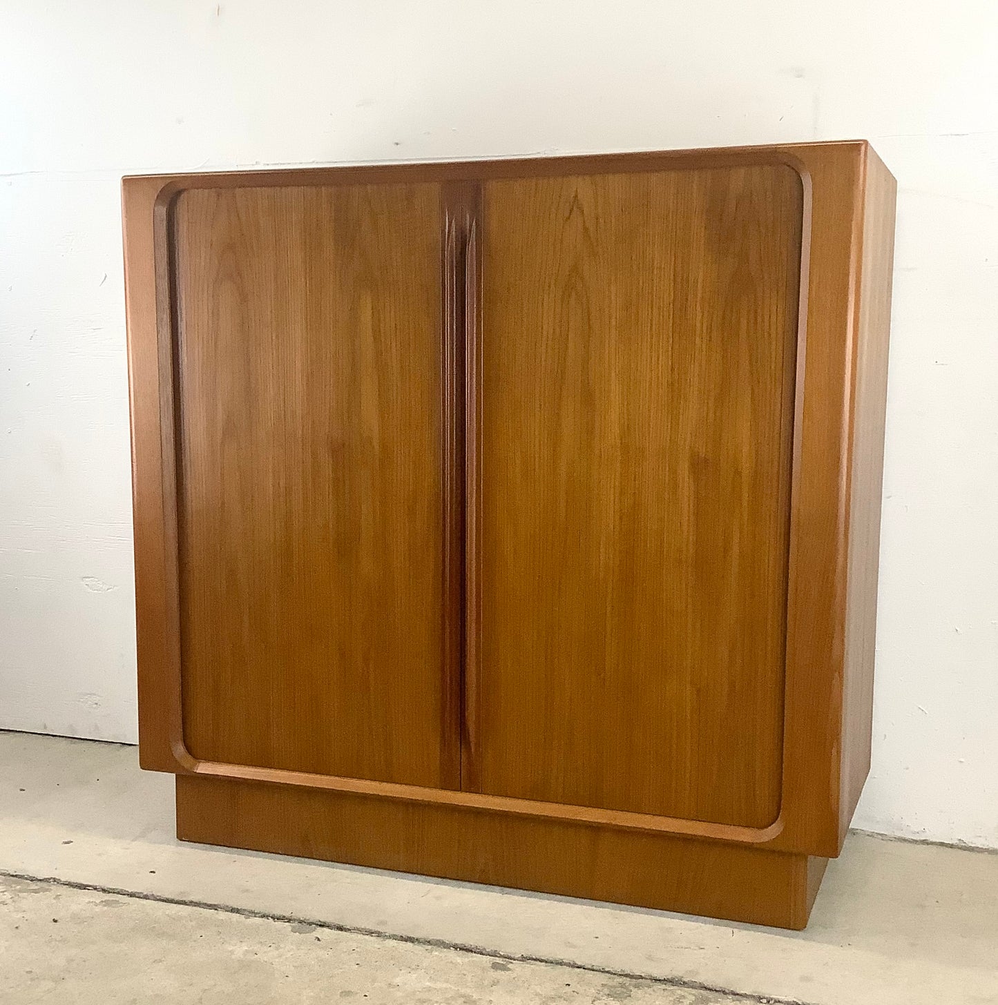 Scandinavian Modern Teak Armoire with Tambour Style Doors