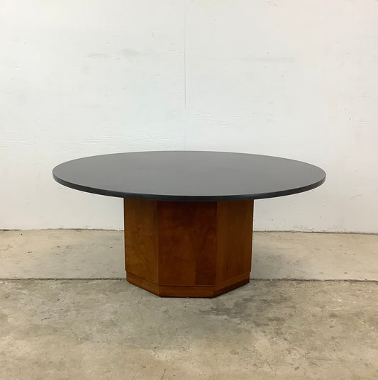 Mid-Century Stone Top Round Coffee Table