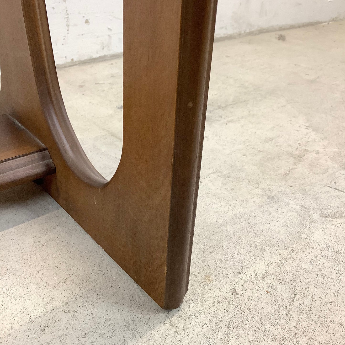 Vintage Modern Walnut Side Table With Glass Top