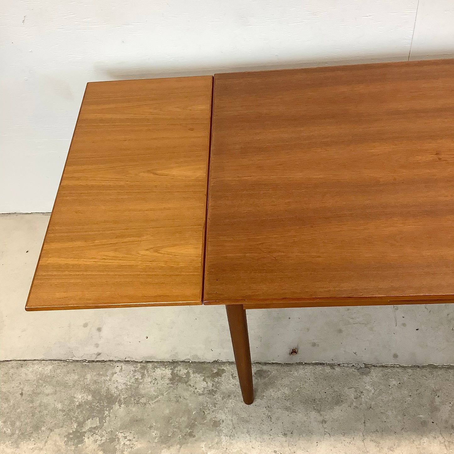 Petite Vintage Teak Dining Table With Leaves